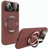 Rdyi6ba8 Cover Silicone per iPhone 15, Compatibile con Magnetica [Protezione della fotocamera] Custodia Opaca con Supporto ad anello Antiurto Protettiva Case per iPhone 15 - (Rosso)