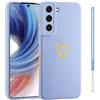 Jeelar ESONG Cover per Samsung Galaxy S21 5G,Custodia in sottile tinta unita Morbida Silicone TPU Antiurto Protettiva Bumper Shell con Forma di Cuore d'Amore Dorato,per Donne/Ragazze-Blu