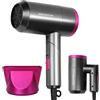 Aigostar Phon Capelli, 1800W Asciugacapelli ionico professionale, Phon da Viaggio, 3 temperature e 2 velocità, Con borsa per riporre (Spedizione Casuale), Protezione surriscaldamento