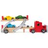 Small Foot 4222 Trasporta automobili small foot in legno, con rampa di carico mobile, rimorchio rimovibile e 4 auto, a partire da 3 anni