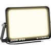 RIGIDON 200W Faretto LED da Esterno, 20000LM Faro LED Esterno Impermeabile IP66, Faretti LED Lampada Luce Bianca Naturale 3000K Luci di Sicurezza per Terrazza Giardino Corridoio Garage