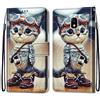 Mo-Somnus Cover per Samsung Galaxy J7 2017/ J730, Custodia in PU Pelle Magnetica Libro Flip Caso Antiurto Portafoglio [Supporto Stand] con Porta Carte e Cinturino da Polso Wallet Case (Gatto 1)