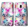 Mo-Somnus Cover per Samsung Galaxy J7 2017/ J730, Custodia in PU Pelle Magnetica Libro Flip Caso Antiurto Portafoglio [Supporto Stand] con Porta Carte e Cinturino da Polso Wallet Case (Fiore 1)