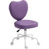 Vinsetto Sedia per Scrivania a Cuore con 5 Rotelle e Altezza Regolabile in Tessuto, 40x50x79-89cm, Viola