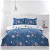 Rapport Home Set copripiumino singolo in microfibra, reversibile, 180 fili, morbido, non si stira, con uccelli, fiori e farfalle, colore: blu