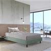 DEGHI Letto una piazza e mezza sommier 120x190 cm in tessuto verde salvia con prese USB laterali - Columbus