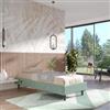 DEGHI Letto singolo sommier 80x190 cm in tessuto verde salvia con prese USB laterali - Columbus