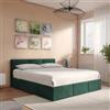 DEGHI Letto matrimoniale 160x190 cm in velluto verde bosco con contenitore - Newark
