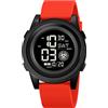 TONSHEN Sportvio Digitale Unisex Orologi da Polso Uomo e Donna 50M Impermeabile Outdoor Militare Tattico Elettronico Doppio Tempo Plastica Orologio (Rosso)