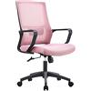 Shally Dogan Sedia da Ufficio Ergonomica Girevole con Supporto Lombare, Poltrona da Scrivania, Studio, Cameretta, Reclinabile con Altezza Regolabile, Base Nera Robusta, Schienale Antisudore (Rosa)