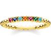 Thomas Sabo anello da donna palline pietre colorate oro argento sterling 925, placcatura giallo 750 TR2323-488-7