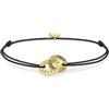 THOMAS SABO A2085-996-7-L22V - Bracciale da donna in tessuto nero con due anelli, placcato oro giallo 750, lunghezza: 22 cm, 22 cm, Argento sterling Oro giallo Argento sterling Oro giallo tessuto,