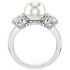 Swarovski Anello cocktail Matrix, Crystal Pearl, Taglio Round, Bianco, Placcato rodio