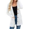 Aottori Cardigan Donna Lungo a Maniche Lunghe Giacca in Maglia Elegante Maglione Aperto con Bottoni e Tasche Casual per Autunno Invernale Bianco L