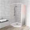 Sikaiqi Bastone per tenda da doccia in acciaio inox 304 elasticizzato a forma di diamante per vasca da bagno ad angolo (bianco a forma di diamante, entrambi i lati: 43,2 - 65 cm, medio: 50,8 - 26)