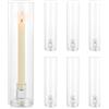 Inweder Portacandele a Cilindro in Vetro Transparente, 30cm Alto, 6 Pezzi | per Candele Conico da 2,2cm, Vetro Spesso 2,8mm, Candelieri per Centrotavola, Natale, Matrimoni, Feste, Caminetto, Esterno
