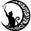 KKPLZZ Scultura di Statua di Luna di Gatti Neri, Ornamento di opere d'Arte di Luna di Gatti in Metallo fissato al Muro per Decorazioni di mensole di Porte di finestre di casa