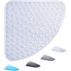 ADOV Tappetino Doccia Antiscivolo, Tappetino da Bagno Antiscivolo Curvo 54x54cm, Tappetino Quadrante in Gomma Pavimento Bagno Doccia, Tappetini Bagno Settori Lavabili in Lavatrice con Ventose- Chiaro