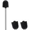 WAVEWO Scopino WC, scopino WC con 2 testine, diametro 7 cm, in acciaio inox 304, per la pulizia del bagno (PP Argentato)