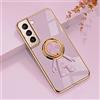 Generic TTVV Placcatura Astronauta Supporto Cover per Samsung Galaxy S22,Silicone Case con 360°Anello Supporto Ultra Sottile ed Elegante Cover Antiurto Standing