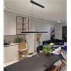 WJYCYN Dimmerabile Lampada Da Tavolo Da Pranzo Moderno Lampada A Sospensione A LED Lampadario A Striscia Lunga Con Telecomando Lineare Regolabile In Altezza Per Ufficio Sala Da Pranzo Cucina (Nero, L80cm)