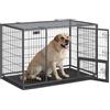 Feandrea Gabbia per Cani, Casetta per Animali, 122 x 75,5 x 80,5 cm, per Cani di Taglia Media e Grande, Doppia Porta Rimovibile, XXL, Grigio PPD003G01