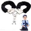 HENGBIRD Manette soffici in metallo con 2 chiavi, peluche in metallo, manette in pelliccia, accessori per costume da polizia, accessori per feste e giochi (nero)