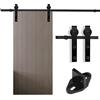 Eulenke Kit completo di ferramenta per porta scorrevole - Sistema per porte in legno e pieghevoli - 200 cm Nero - Binario rettangolare e Binario di guida