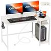 JOISCOPE Scrivania per Computer PC con Porta di Ricarica USB e Type-C, Scrivania Gaming con Ganci e Ripiani, Scrivania Bianca Minimalista, Scrivanie Moderne per Ufficio e Studio, 120x50x75cm, Bianca