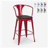 Produce Shop Sgabello Industriale h68cm Schienale Top Legno Steel Wood Back - Rosso