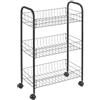 Avilia Scaffali Multifunzione 3 Piani - Carrello per per Cucina, Bagno e Altri Ambienti, con Ruote Piroettanti, in Acciaio Inox, 41x23x63 cm, Nero