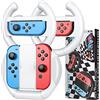 Mooroer Volante Compatibile con Nintendo Switch/Switch OLED Joy-con Volante da Corsa Switch/OLED Controller Handle Kit per Mario Kart 8 Deluxe,Bianco