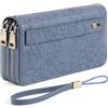 GAEKEAO Portafoglio Donna Grande, Portamonete Vegan in Pelle, Porta Tessere Blocco RFID, Portacarte di Credito, Porta Tessere, Borsellino Doppia Cerniera, Idee Regalo