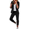 Generico Tailleur da Donna da Cocktail Party Elegante Tailleur da Cocktail in Due Pezzi Taglie Forti Completo Blazer Manica Lunga Bottone Aperto Davanti Colletto Pantaloni Set Casual Business per Ufficio