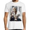 KMF T-SHIRT Maglietta da uomo con stampa Einstein Tattoo, design Friki Science Hipster, regalo originale, 100% cotone, bianco, M