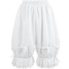 Fiamll Dolce Bloomers Pantaloncini da donna pigiama con volant, stile vittoriano, pantaloncini corti bianchi, bianco, S