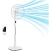 Amazon Basics Ventilatore a Piantana 40 cm, Motore DC, 12 Velocità con Telecomando, 3 Modalità di Brezza, Pale a Doppio Strato, Timer, Efficienza Energetica e Motore DC Silenzioso (28W), Bianco