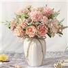 JARELING, Bouquet di peonie (fiori di hydrangea) artificiali con vaso, in seta, adatto come decorazione per casa, tavola, sala da pranzo (rosa)