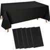 XIEJ 5 Pezzi Tovaglia Usa e Getta Nera, Plastica Rotolo per Feste, 137 x 274cm, per Compleanno, Matrimoni, Pic-nic