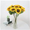RXKFIGX 8 Pcs Girasoli Artificiali Girasole Falso di Seta Girasoli Artificiali a Stelo Singolo Girasolis di Seta Gialli Girasolis Fiori Artificiali per Decorazioni Interne ed Esterne Matrimoni Bouquet