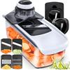 fullstar Mandolina per Verdure Affetta Verdure - Mandolina Professionale Taglia Verdure Affettatrice Manuale - Julienne Grattugia Tagliaverdure Patate Zucchine Carote Cipolle Formaggio (6-in-1 Bianco)