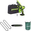 Greenworks 24V 10cm Sega ad Asta a Batteria, SENZA Batteria 24V e Caricabatterie + Greenworks 10cm catena + Greenworks 10cm barra a catena + Greenworks Sacco da giardinaggio da 120l