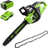 Greenworks Motosega a Batteria con Motore Brushless, Lunghezza Barra 40cm, SENZA Batteria 40V e Caricabatterie + Greenworks 40cm Catena
