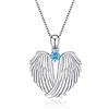 VONALA Collana con ciondolo a forma di ali di angelo custode, in argento Sterling, con zirconia cubica, per donne e ragazze, 25 mm * 20.6 mm, Argento sterling, Zirconia cubica