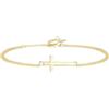 GAVU Bracciale Donna Argento Placcato Oro 14K con Charm Croce, Bracciale Oro da Donna con Croce Laterale, Regalo Cresima e Comunione
