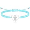 Jrêveinfini Angelo Custode Cuore Bracciale Donna Ragazza Bambina Argento 925, Regalo Cresima Comunione Bambina, Personalizzato Bracciale Cuore Portafortuna Donna Corda Amicizia Mamma Figlia Sorella Zia