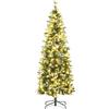 HOMCOM Albero di Natale 180cm Artificiale con 240 Luci LED e 618 Rami, Albero Innevato Alto e Stretto con Base in Acciaio