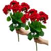 BestAlice 2 Pezzi Gerani Artificiali Fiori di Seta, Cespuglio di Geranio Rosso Artificiale per Esterni 14 Pollici Cespuglio di Geranio Artificiale Rosso Rosa Bianco, Vaso Cimitero Finto Tavolo(#1)