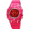 TONSHEN Orologio Ragazzo e Ragazza Impermeabile Multicolore LED Luce Digitale Orologi da Polso Outdoor Sportivo Multifunzione Plastica Cassa e Gomma Cinturino (Rosso)