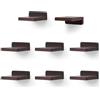 PHOENANCEE Piccoli Ripiani Galleggianti da Parete, Set di 8, Mensole Quadrate in Legno per Piccoli Oggetti, Mini Mensole da Appendere, 10,2 x 10,2 x 4 cm(Noce)